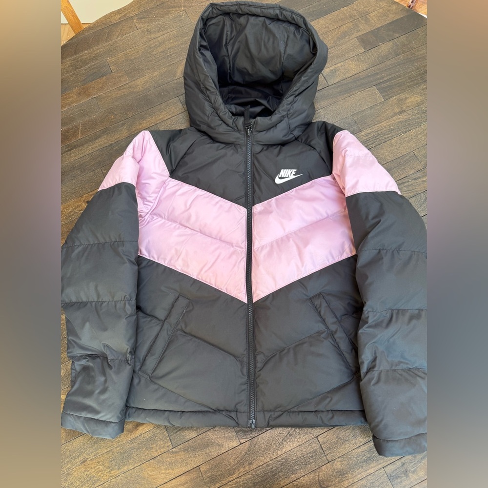 Nike Black and Pink Chevron Puffer Jacket